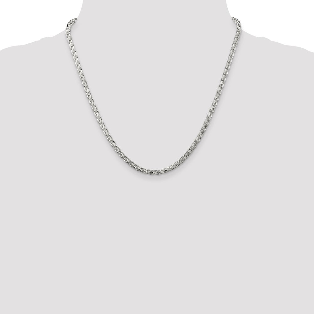 Sterling Silver 3.5mm Diamond-cut Round Spiga Chain Necklace
