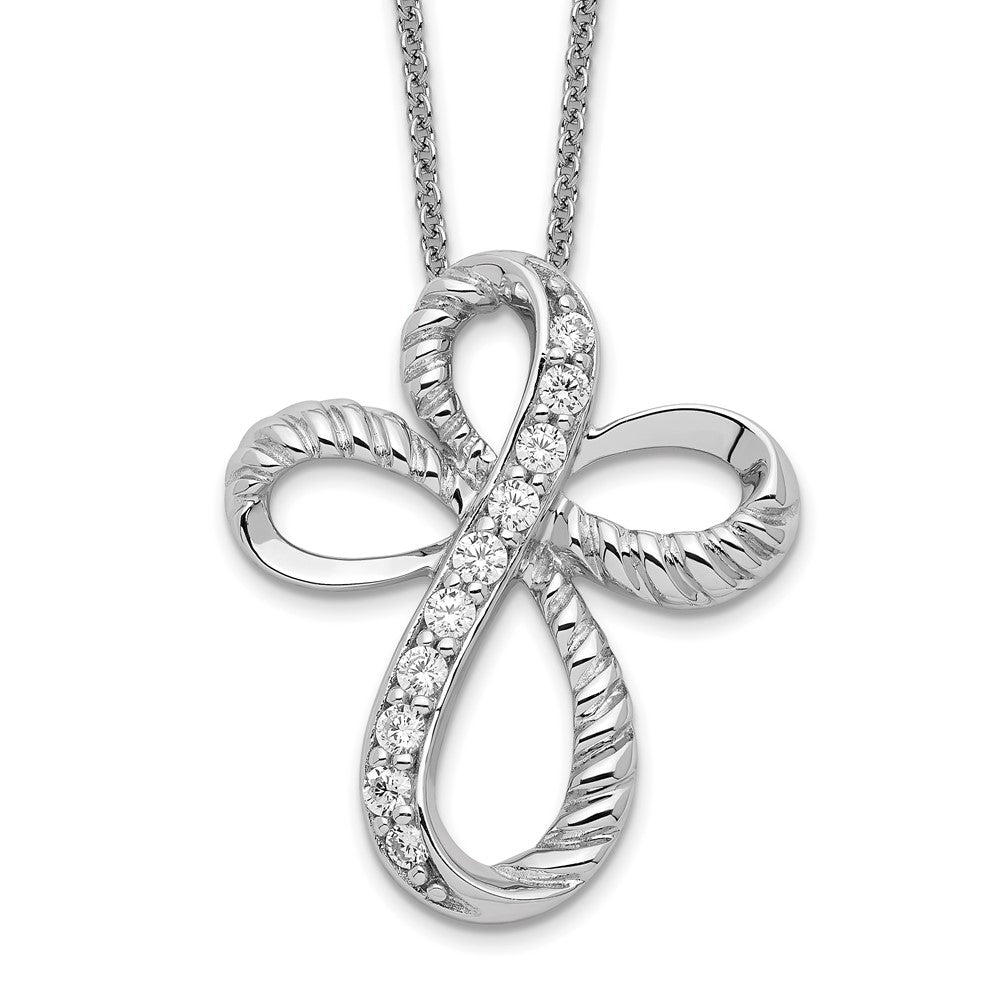 Sterling Silver Cubic Zirconia Endless Hope Cross Necklace 18"
