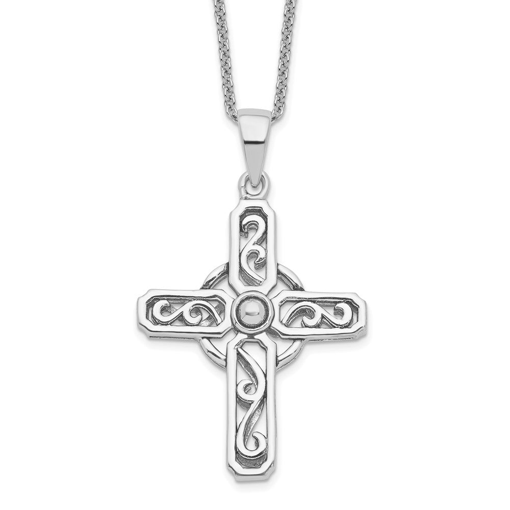 Sterling Silver Prayer Cross Necklace 18"