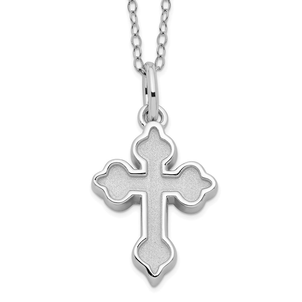 Sterling Silver Matted Cross Ash Holder Necklace 18"