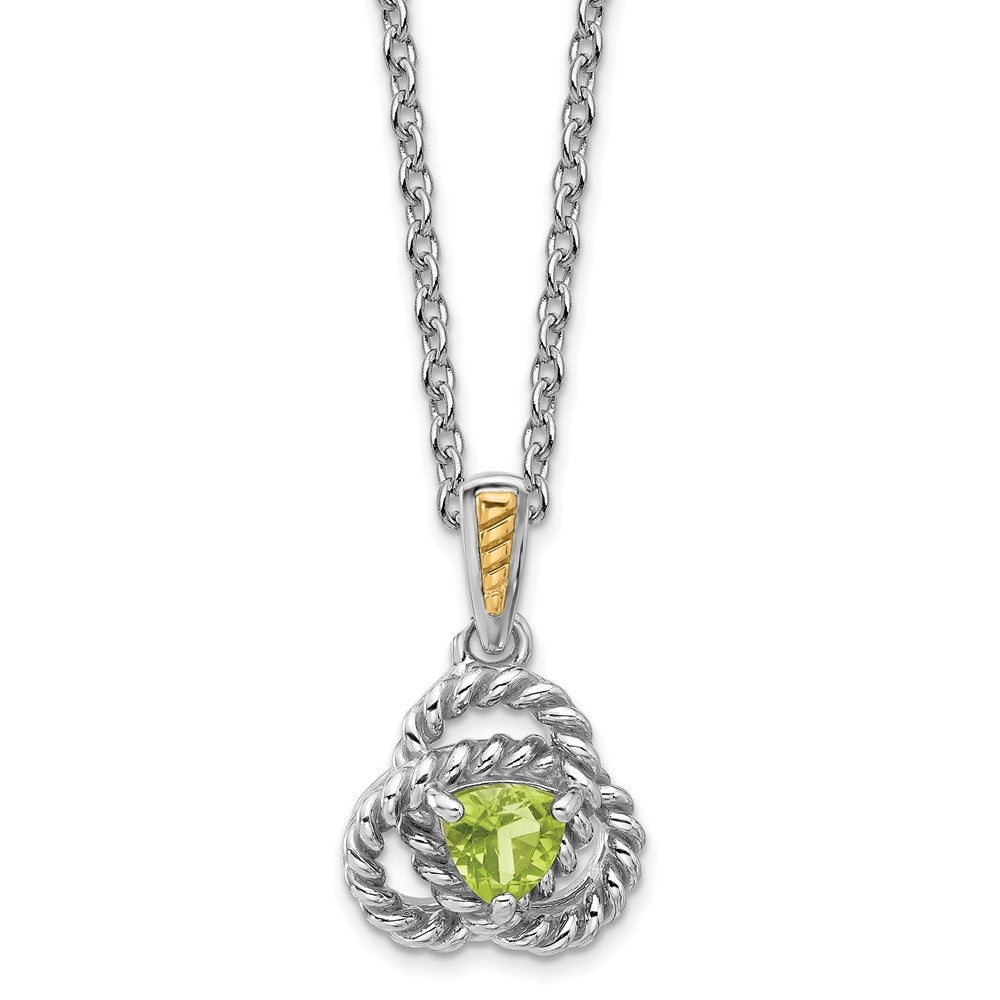 Sterling Silver 14K Gold Accent Peridot Necklace 18"