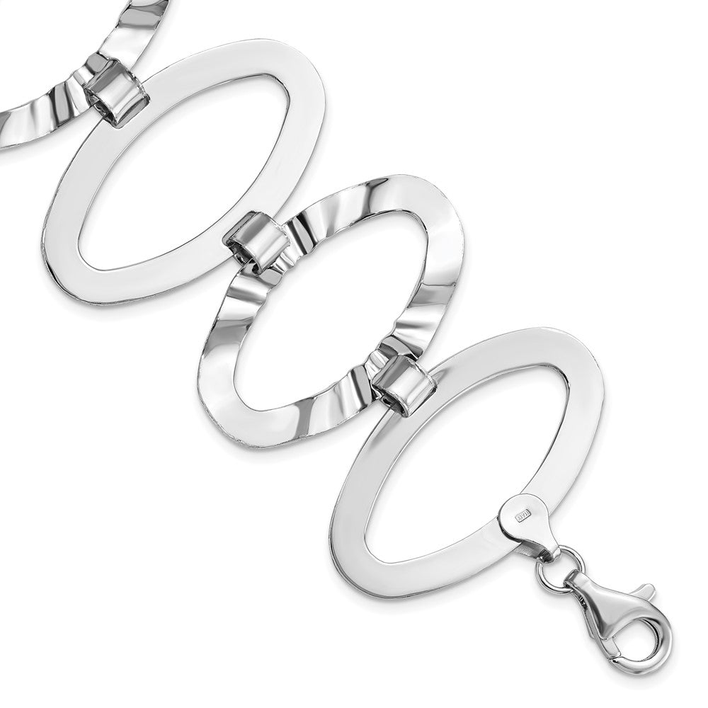 925 Sterling Silver 41.4mm Fancy Oval Link Bracelet 7.5 inch