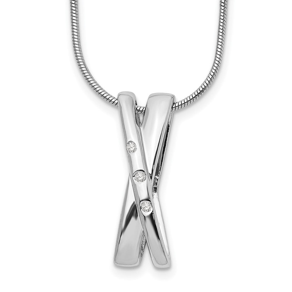 Sterling Silver Diamond Crossover Necklace 20"