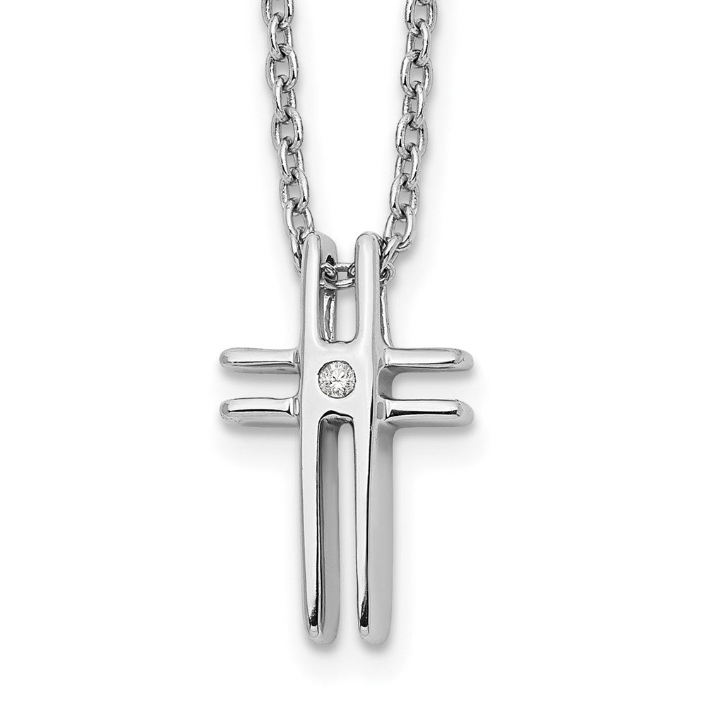 Sterling Silver Diamond Cross Necklace 20"