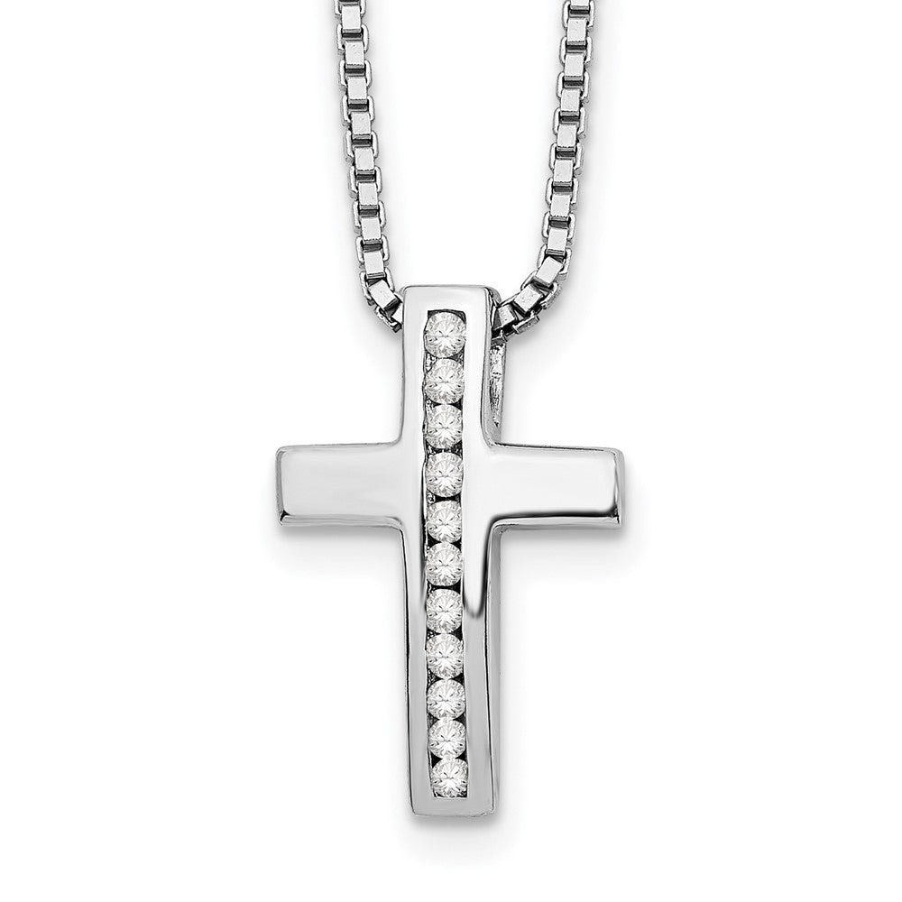 Sterling Silver Diamond Cross Slide Pendant Necklace 20"