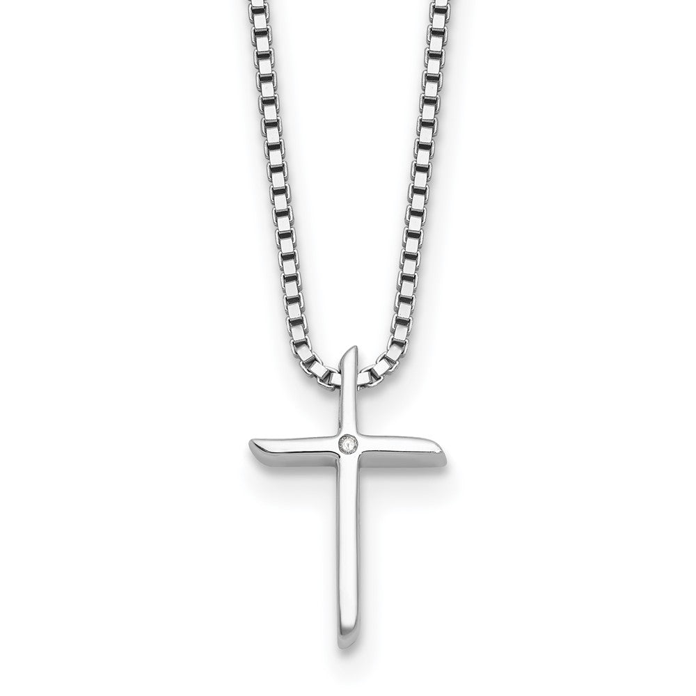 Sterling Silver Diamond Cross Necklace 18"