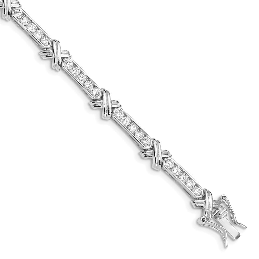 925 Sterling Silver Rhodium-plated Cubic Zirconia -X- Bracelet 7 inch