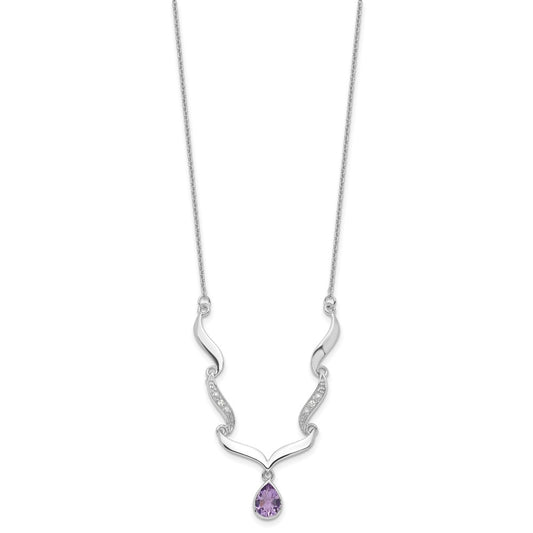 925 Sterling Silver Gemstone & White Topaz Pendant Necklace 18"