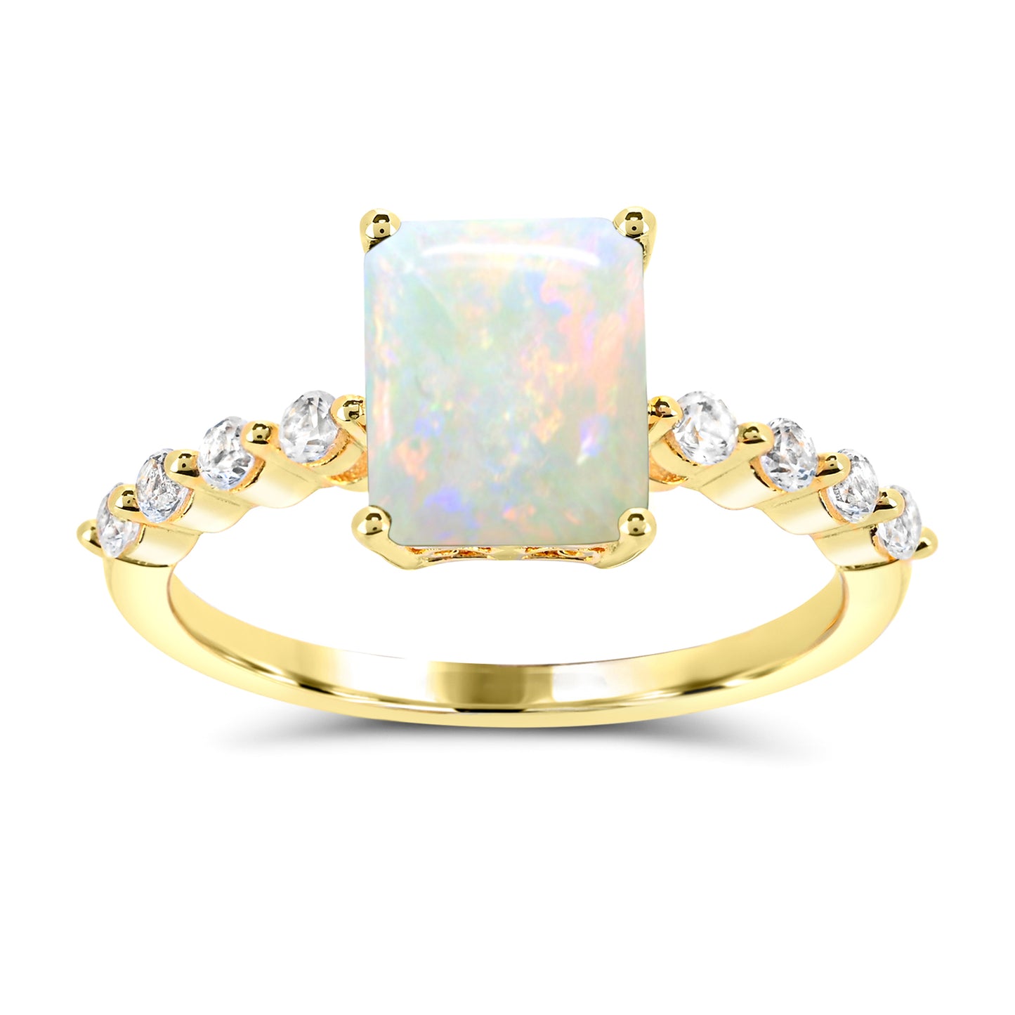 10K Gold Ethiopian Opal & Diamond Engagement Ring Size 7 -1.50Ct, H-I, I1-I2