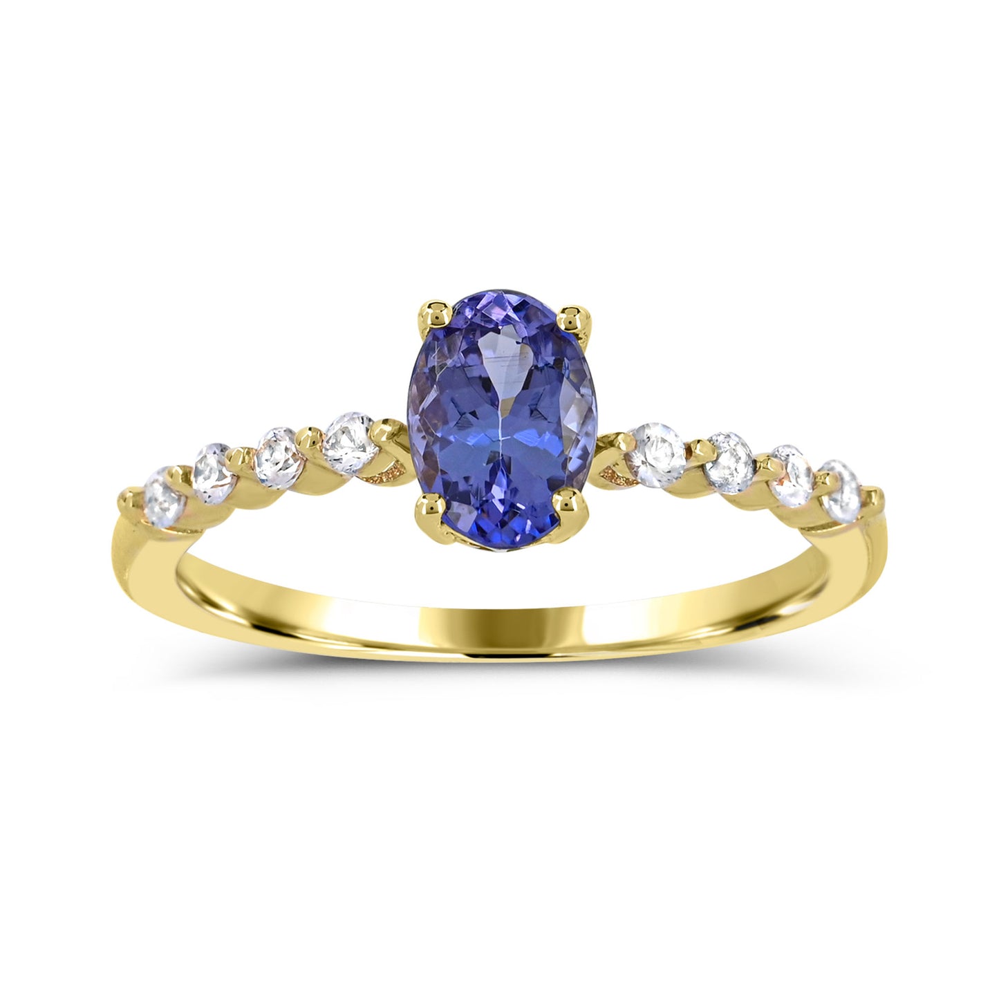 10K Gold Tanzanite & Diamond Engagement Ring Size 7 -0.65Ct, Color-G-H, SI3