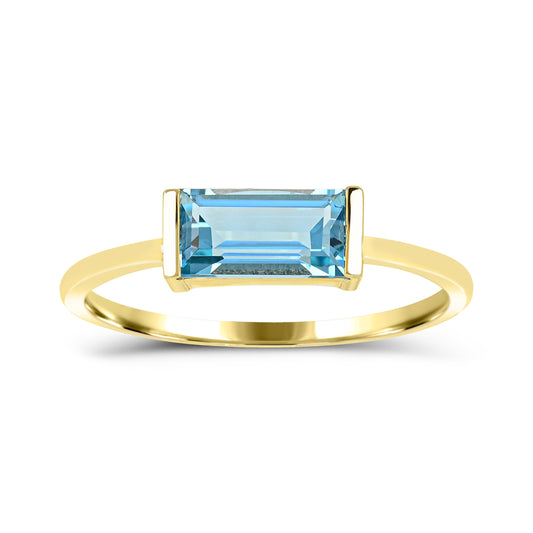 10K Yellow Gold Swiss Blue Topaz Engagement Ring Size 7 - 1.10 Ct