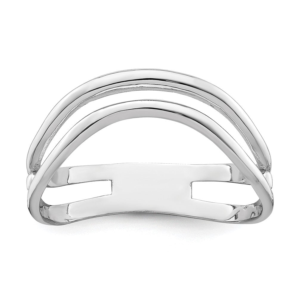 14k White Gold Double Wave Fashion Thumb Ring Size 8