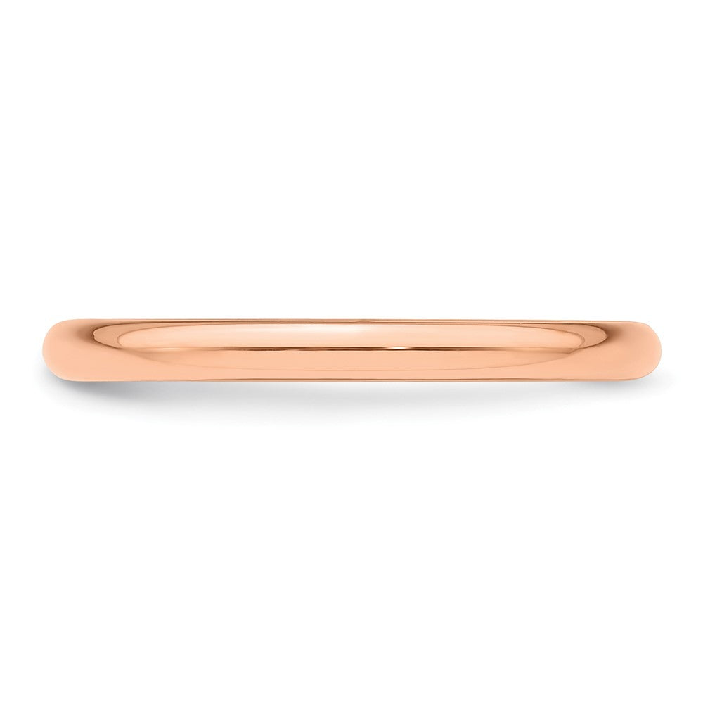 14k Rose Gold 2mm Half Round Wedding Band Ring