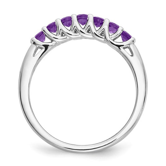 Sterling Silver Amethyst and Diamond Anniversary Ring