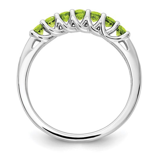 Sterling Silver Peridot and Diamond Anniversary Band Ring