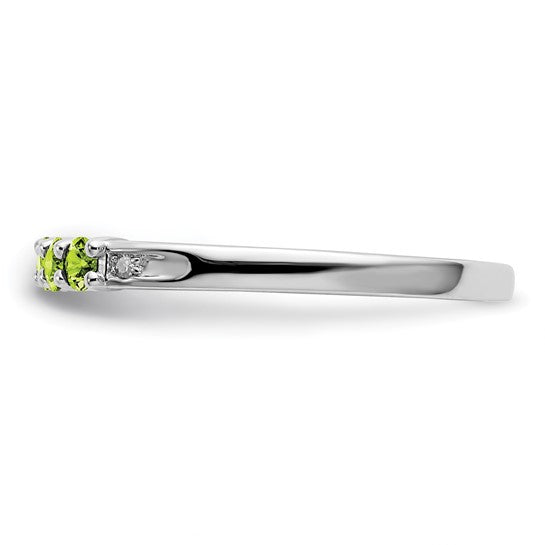 Sterling Silver Peridot and Diamond Anniversary Band Ring