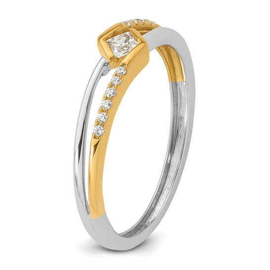14K Two-tone Gold Natural Diamond Engagement Ring 0.15 Ct