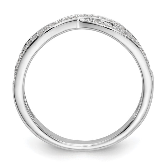 14K White Gold Criss-Cross 1/5 Ct Diamond Wedding Band Ring