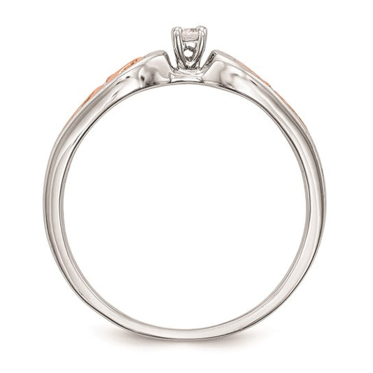 14k White and Rose Gold 1/20 Ct Round Diamond Engagement Ring