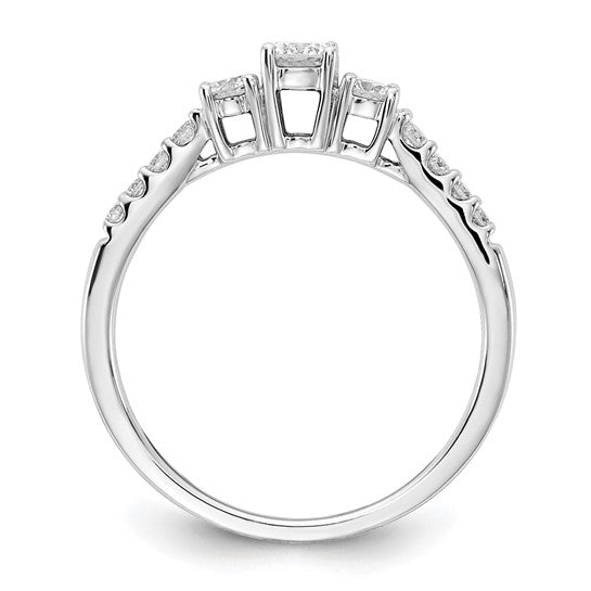 14k White Gold 1/2 Cct Lab Grown Diamond 3 Stone Engagement VS/SI, DE