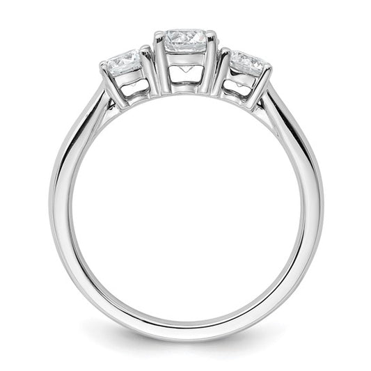 14k White Gold 1 Ct Lab Grown Diamond 3-Stone Engagement Ring VS, F