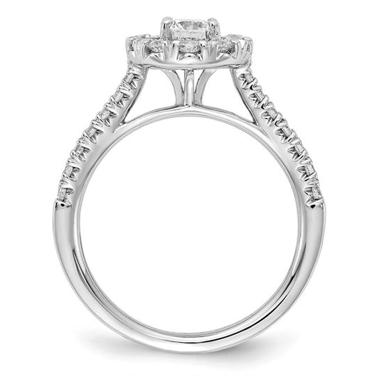 14k White Gold 1 Ct Lab Grown Diamond Halo Engagement Ring VS, DE