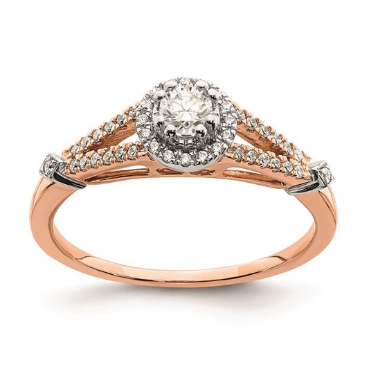 10k Rose Gold Halo 1/3 Ct Diamond Engagement Ring