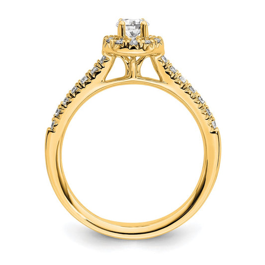 3/4 Ct Lab Grown Diamond Halo Engagement Ring in 14k Yellow Gold VS/SI, G