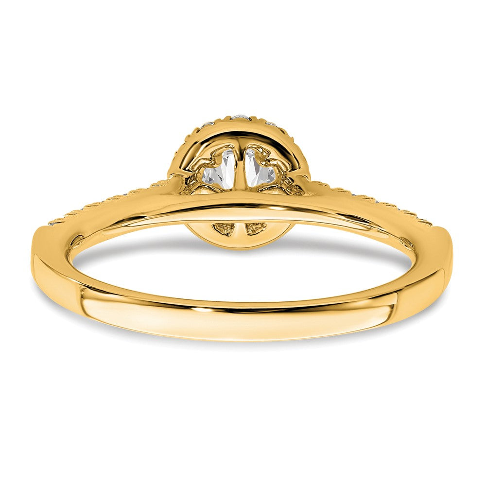 3/4 Ct Lab Grown Diamond Halo Engagement Ring in 14k Yellow Gold VS/SI, G