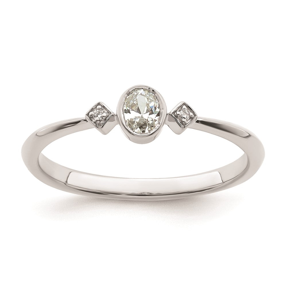 14k Gold 3-Stone 1/15 carat Oval Cut Diamond Promise Engagement Ring Size 7