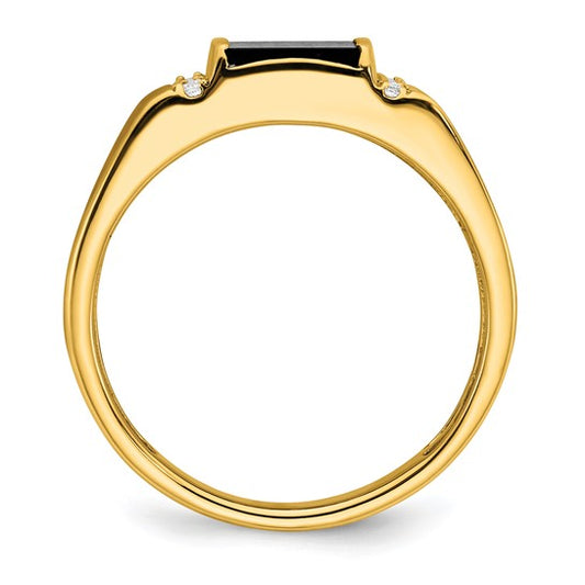 14k Gold Men's Onyx & Diamond Wedding Ring