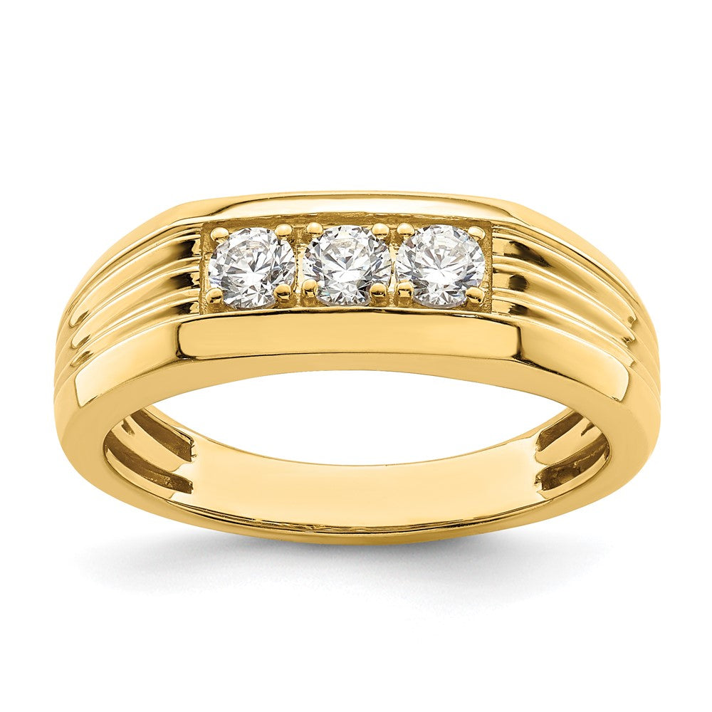 14k Yellow Gold 3-Stone 1/2 carat Diamond Men's Ring Size 10