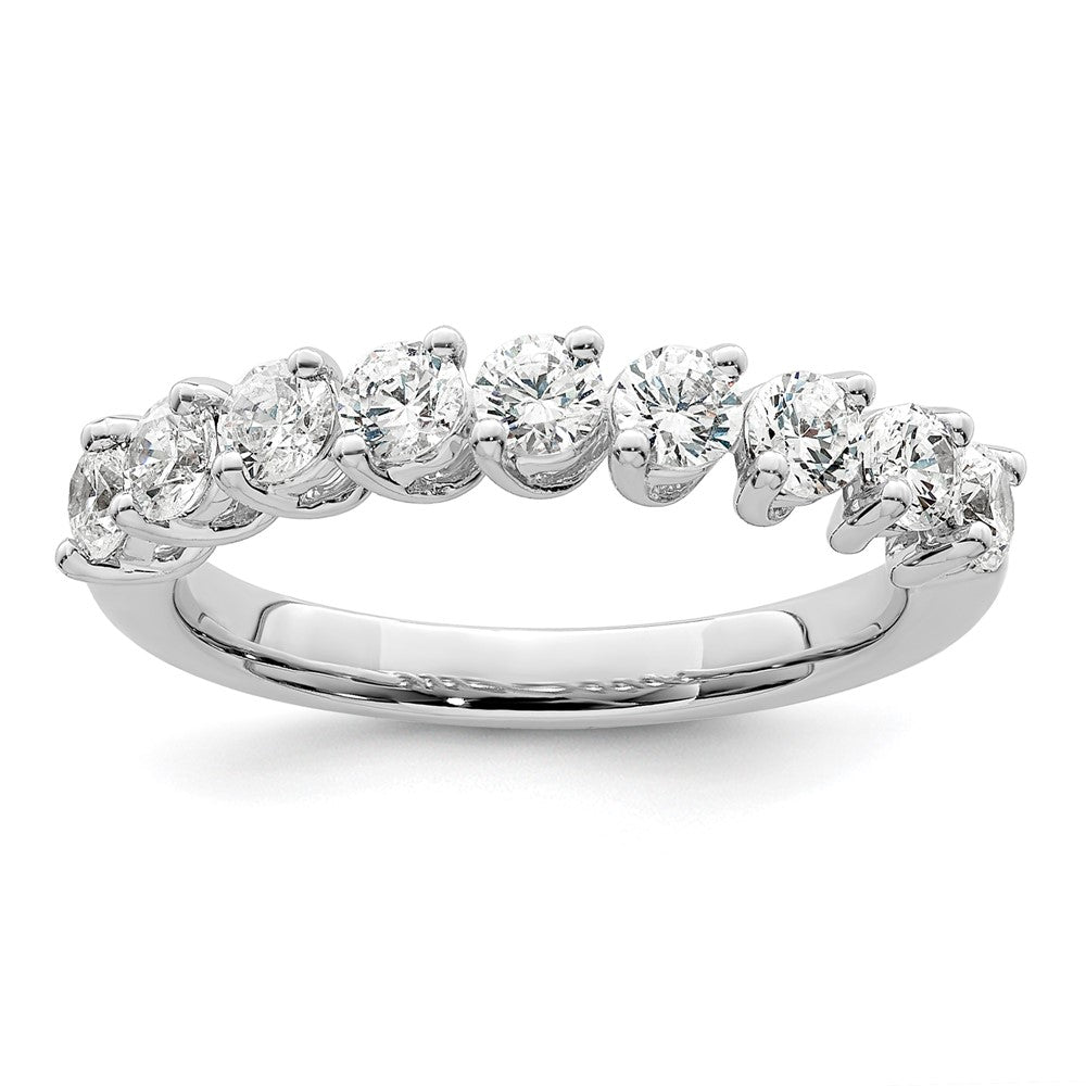 14k White Gold 1 carat Lab Grown Diamond Nine Stone Fashion Band Ring Size 7