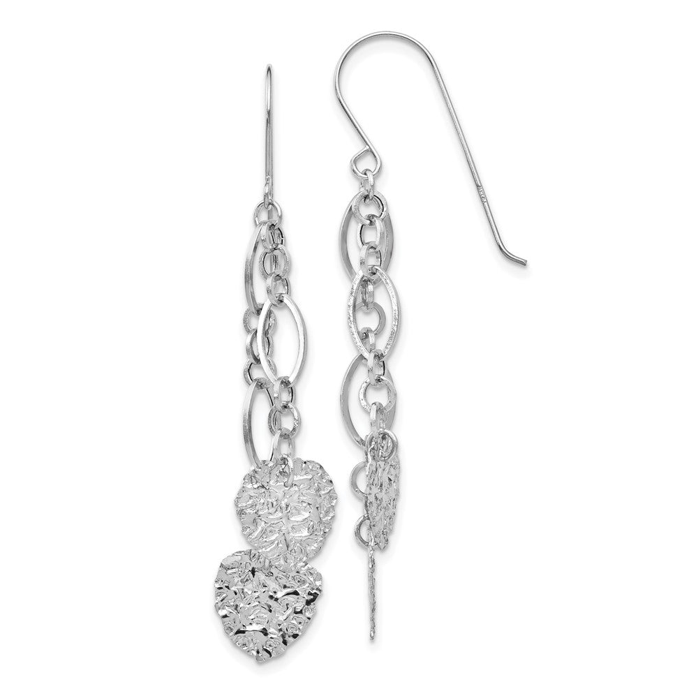 14k White Gold Dangle Heart Earrings
