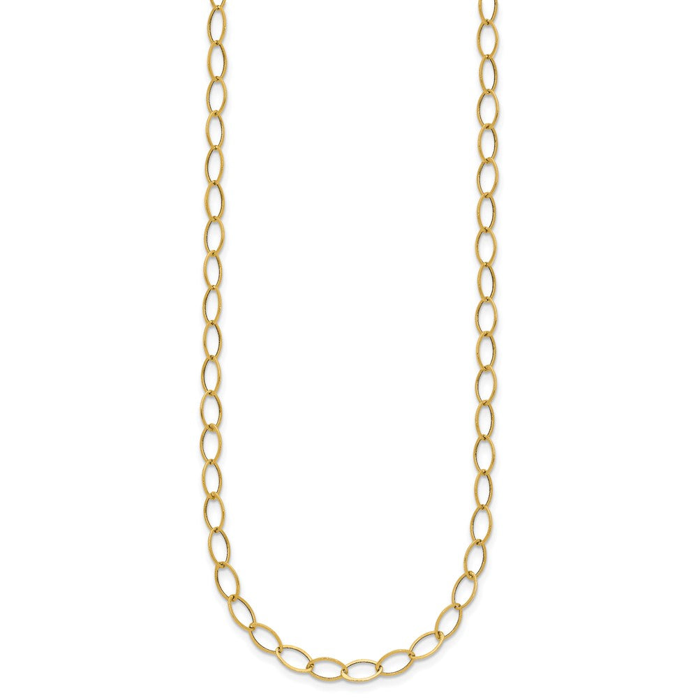 14k Yellow Gold Polished 4mm Fancy Oval Link Necklace 18"