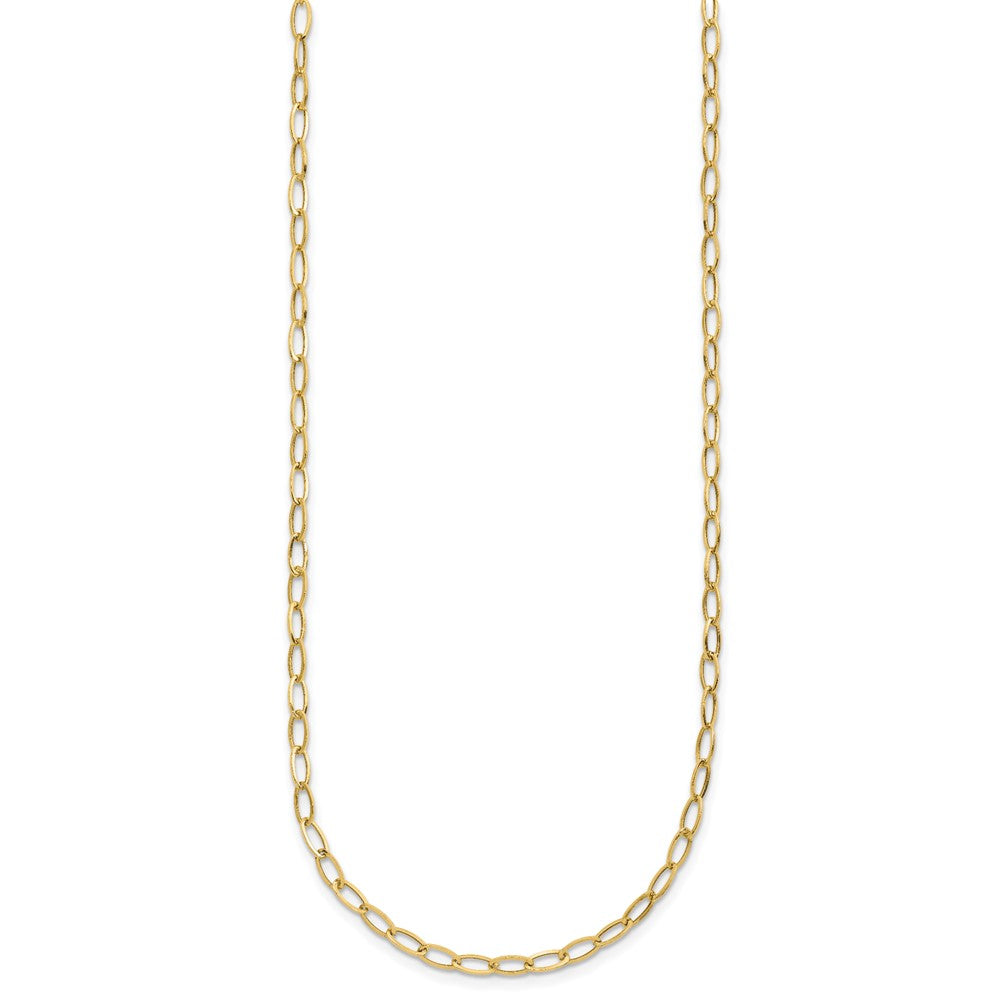 14k Yellow Gold Polished 2.5mm Fancy Oval Link Necklace 18"