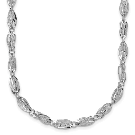14K White Gold Fancy Link Necklace 18"