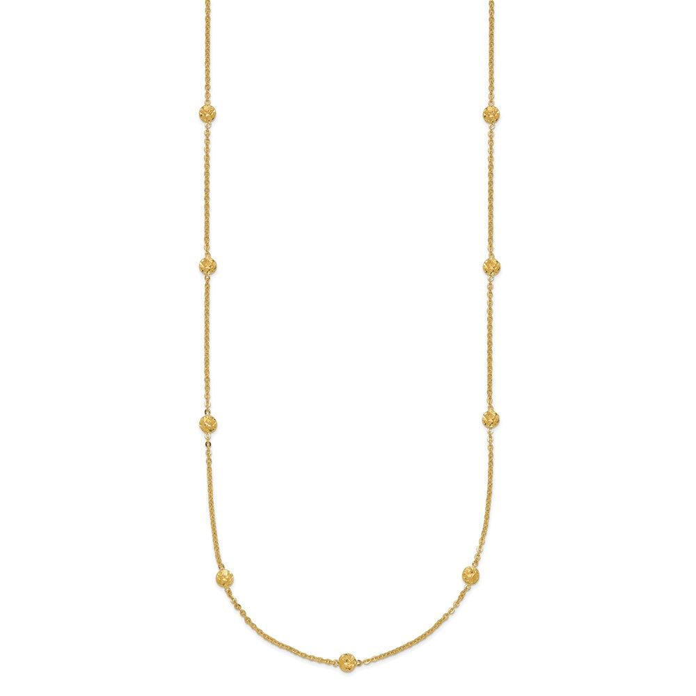 14k Yellow Gold Polished Diamond-cut Tiny Puffed Circles 15-Station Necklace 18"