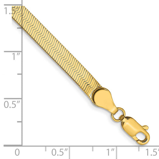 14k Yellow Gold 4mm Silky Herringbone Bracelet with Lobster Clasp