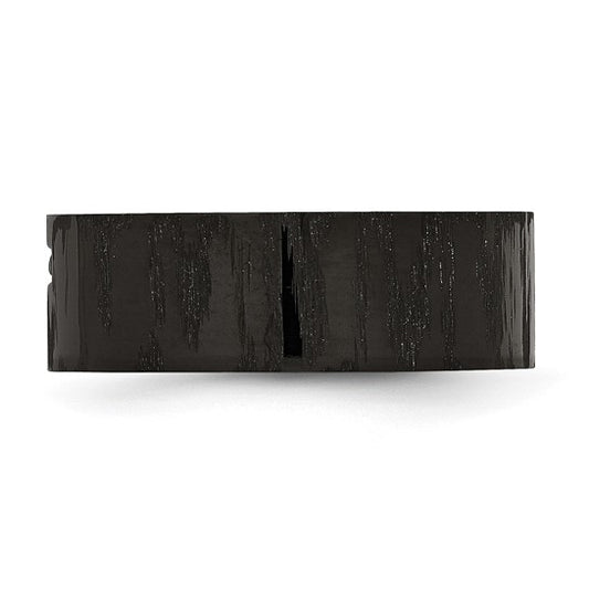 Stainless Steel Polished and Matte Black IP-plated 1/20 Carat Diamond Cross Band Ring