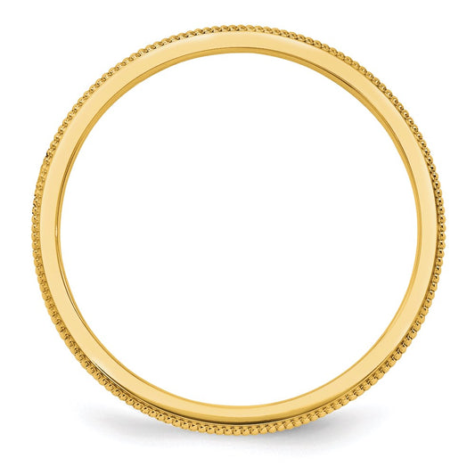 14k Yellow Gold 1.5mm Milgrain Stackable Band Ring