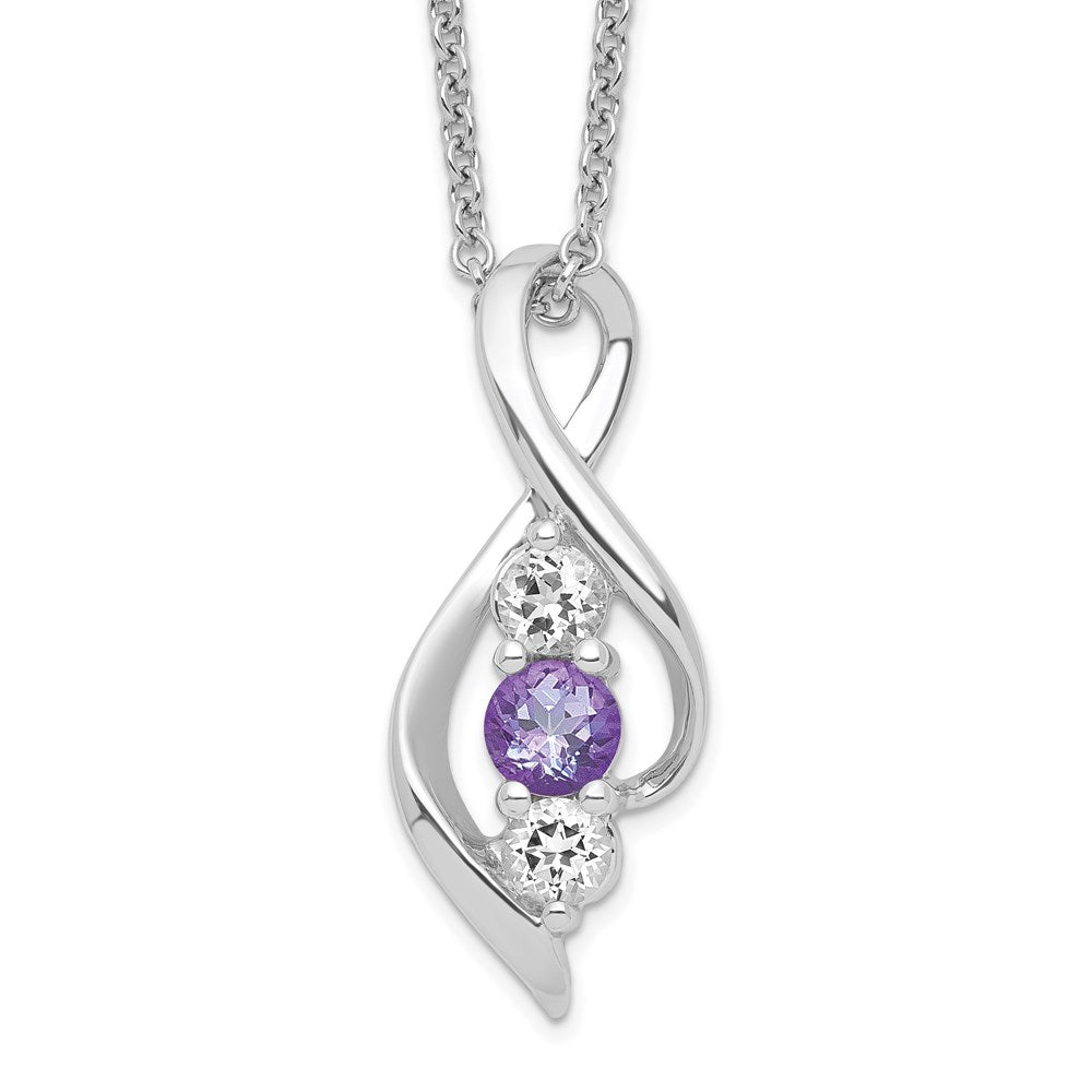 10K White Gold Clear Purple Topaz Necklace 18"