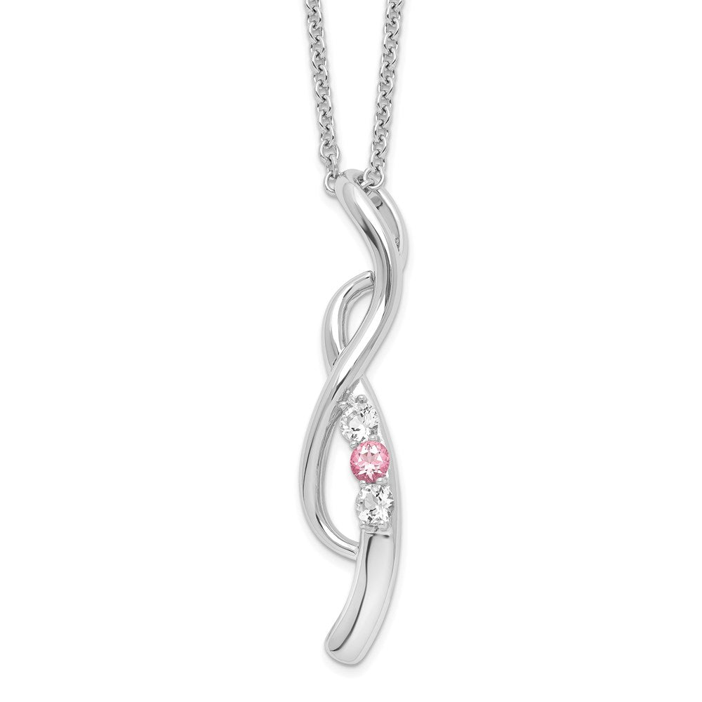 10K White Gold White and Pink Topaz Drop of Faith Necklace 18"