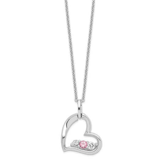 Sterling Silver Topaz Heart of Strength Necklace 18"