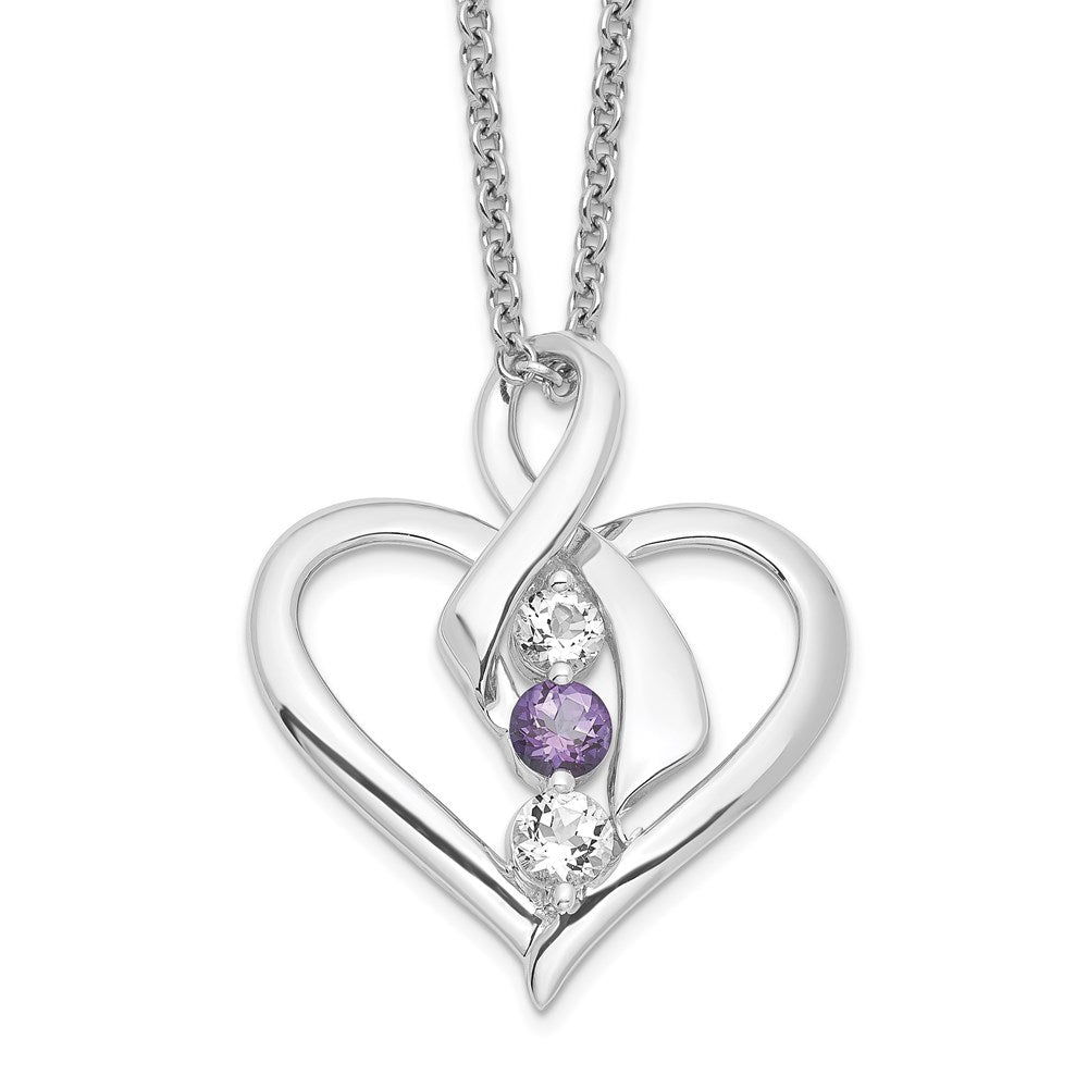 10K White Gold Clear Purple Topaz Heather Necklace 18"