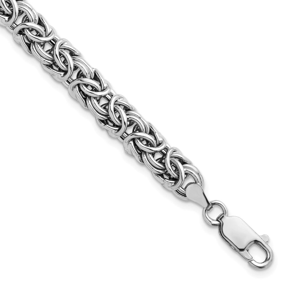 925 Sterling Silver 7.5mm RHP Hollow Byzantine Bracelet 7.5 inch