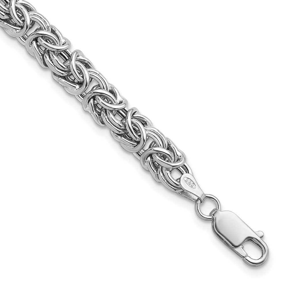 925 Sterling Silver 7.5mm RHP Hollow Byzantine Bracelet 8 inch