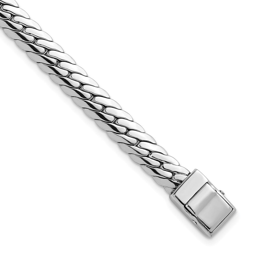 925 Sterling Silver 5.85mm Rhodium-plated Polished Link Bracelet 8 inch