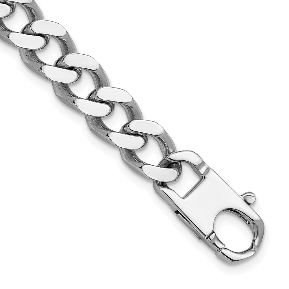 925 Sterling Silver 10mm Rhodium-plated Polished Curb Chain Bracelet 8 inch