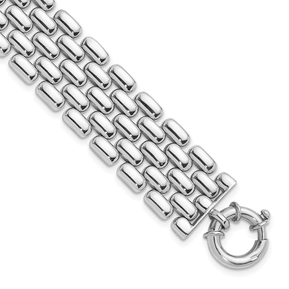 925 Sterling Silver 22.5mm Rhodium-plated 5-row Fancy Bracelet 7.5 inch